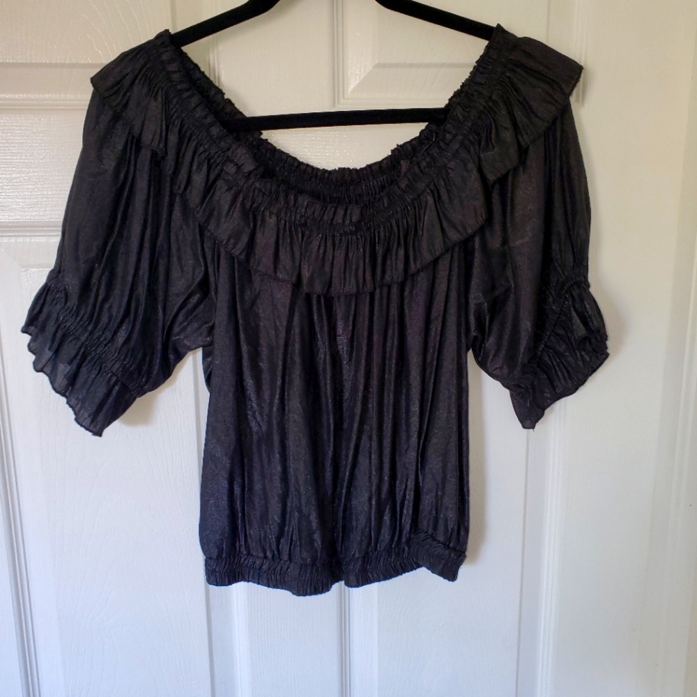 Off the shoulder Black Rainbow shirt, Large